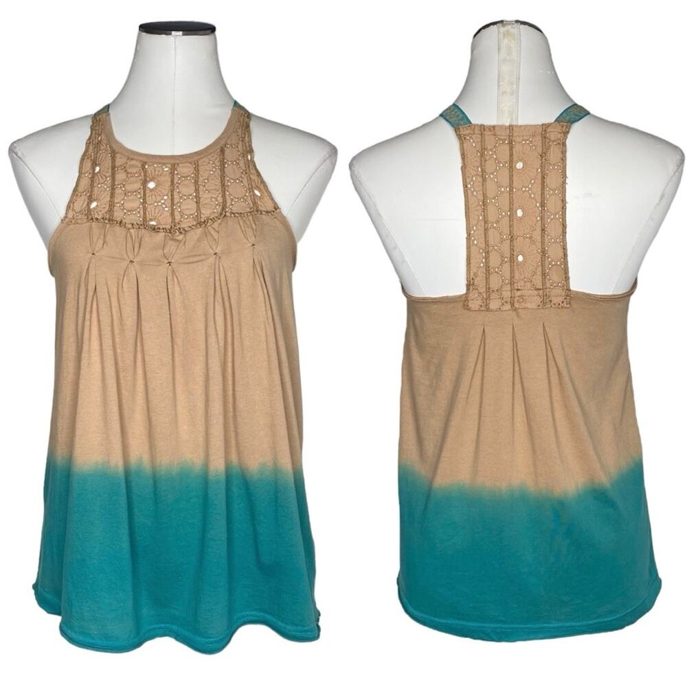 Free People Ombre Eyelet Racerback Tank Top size XS